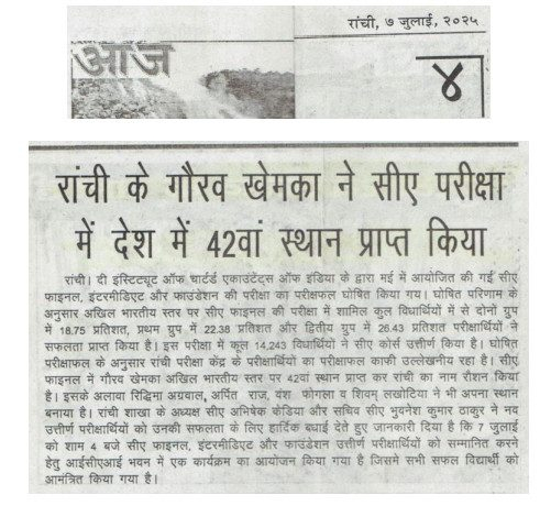 06 July 2025 CA Result